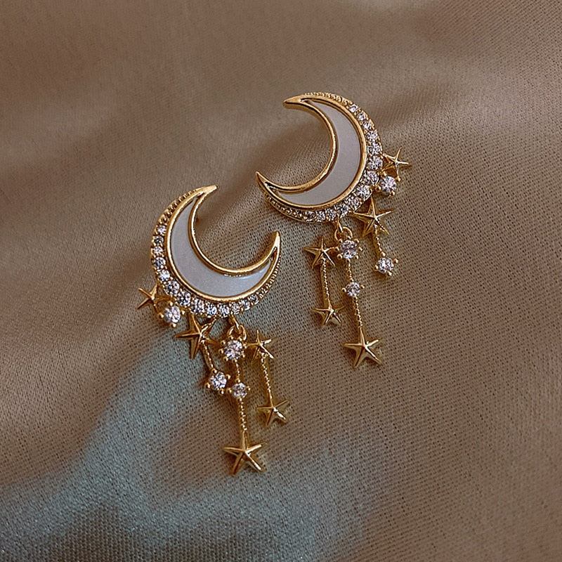 Moon & Star Dangle Earrings