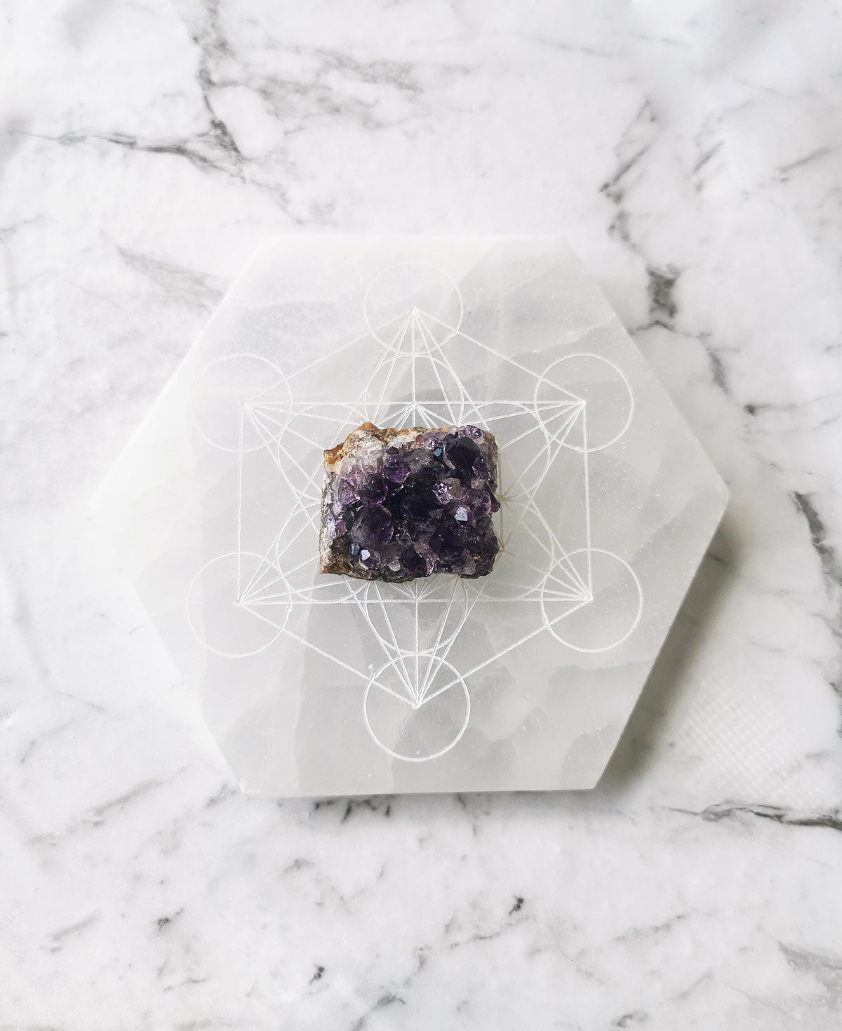 Selenite -Sacred Geometry Charging Plate