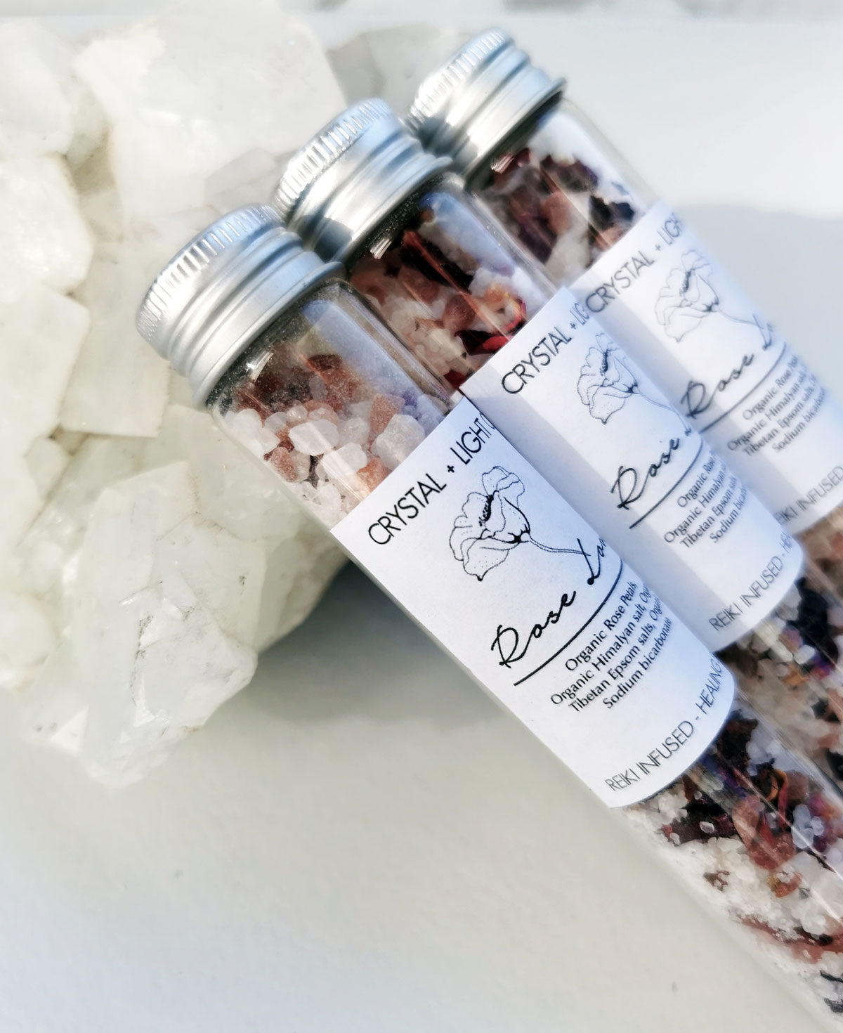 Rose Love- Test tube Organic Bath Salts - Crystal and Light Co