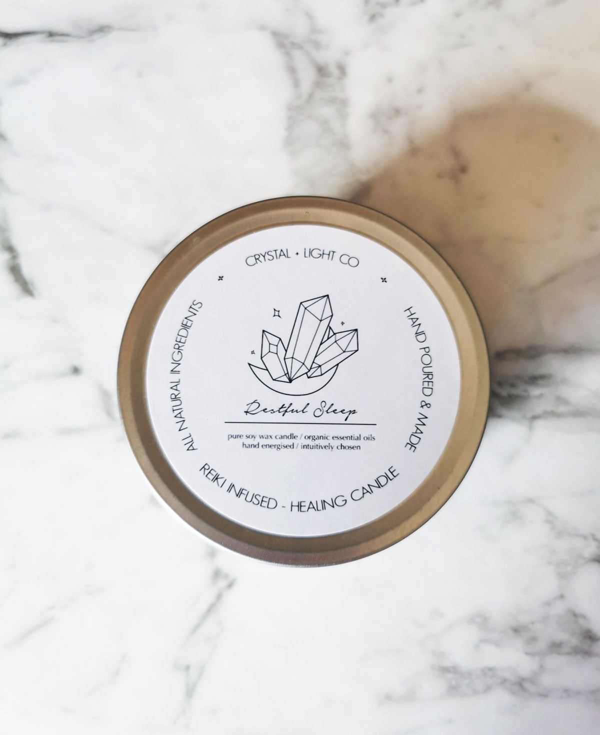 Restful Sleep - Wellbeing Healing candle - Crystal and Light Co