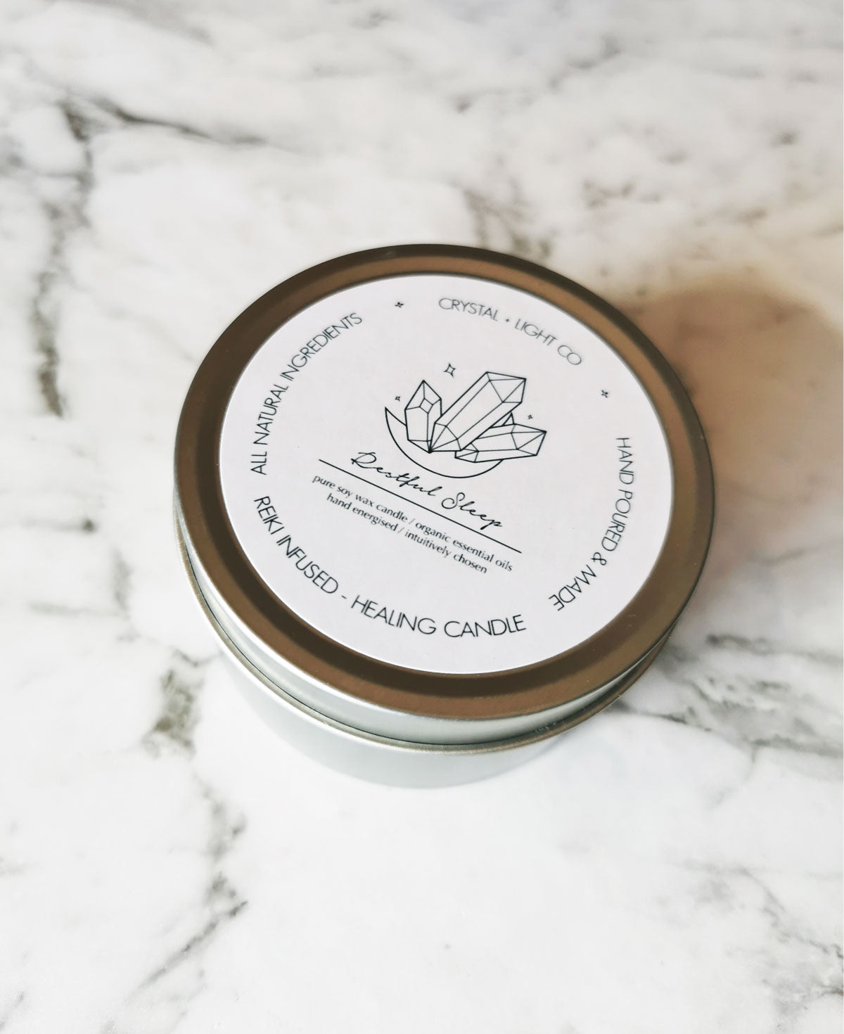 Restful Sleep - Wellbeing Healing candle - Crystal and Light Co