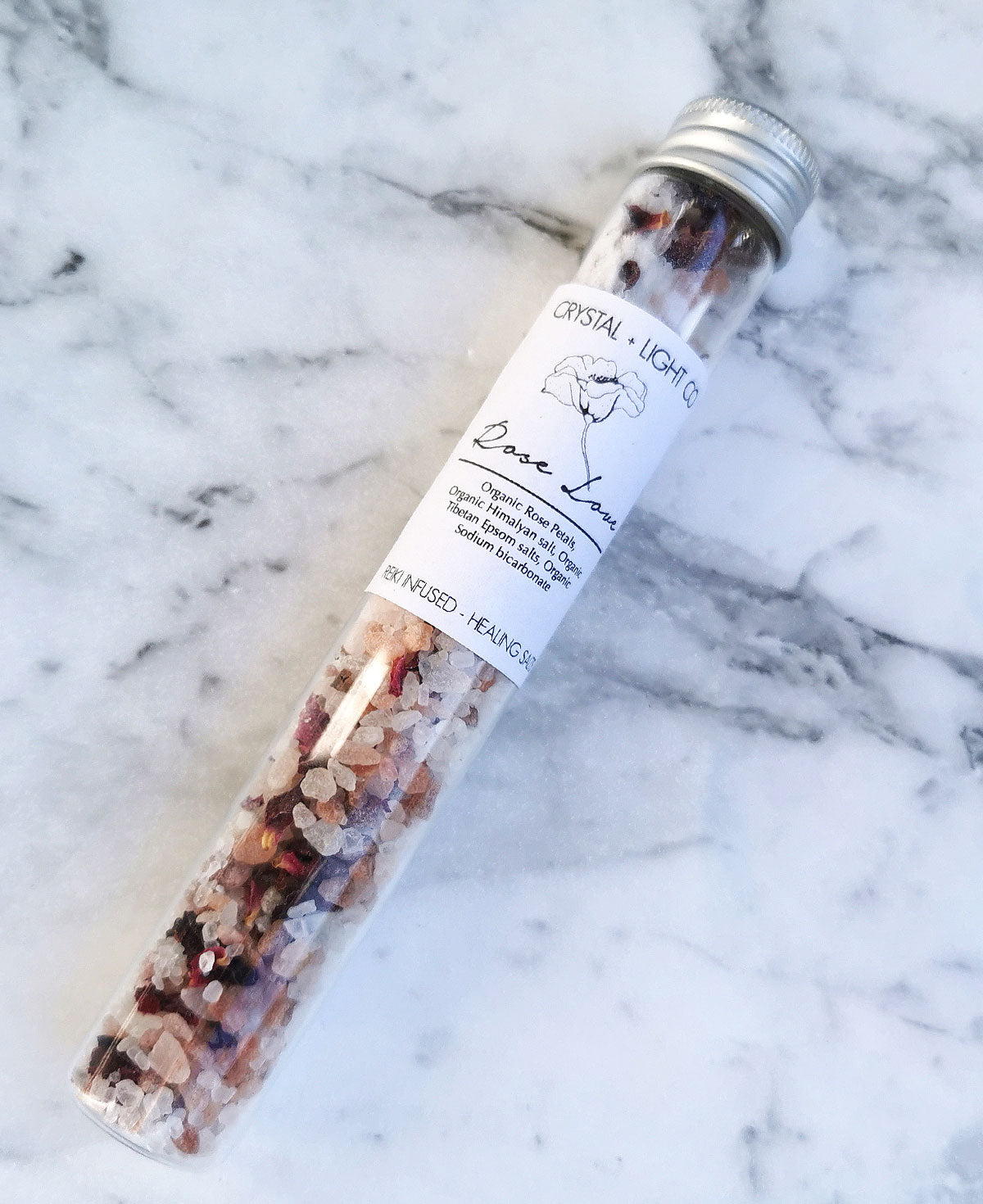 Rose Love- Test tube Organic Bath Salts - Crystal and Light Co