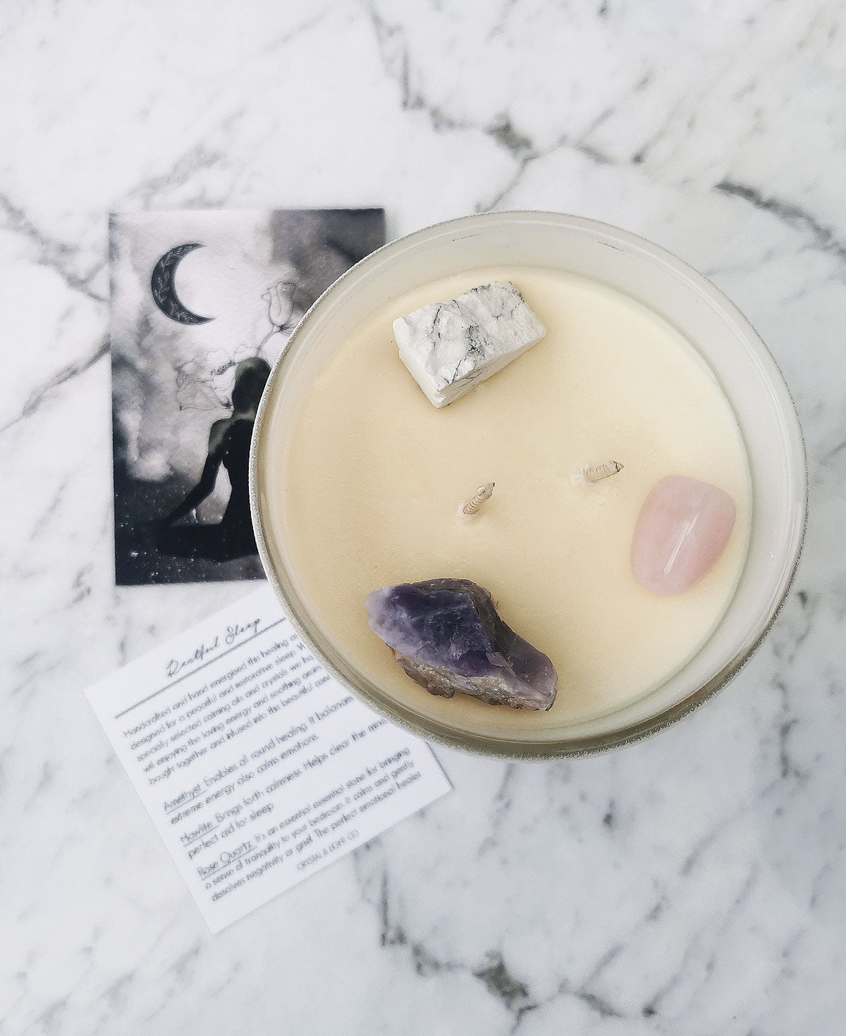 Restful Sleep - Crystal Healing candle Large - Crystal and Light Co