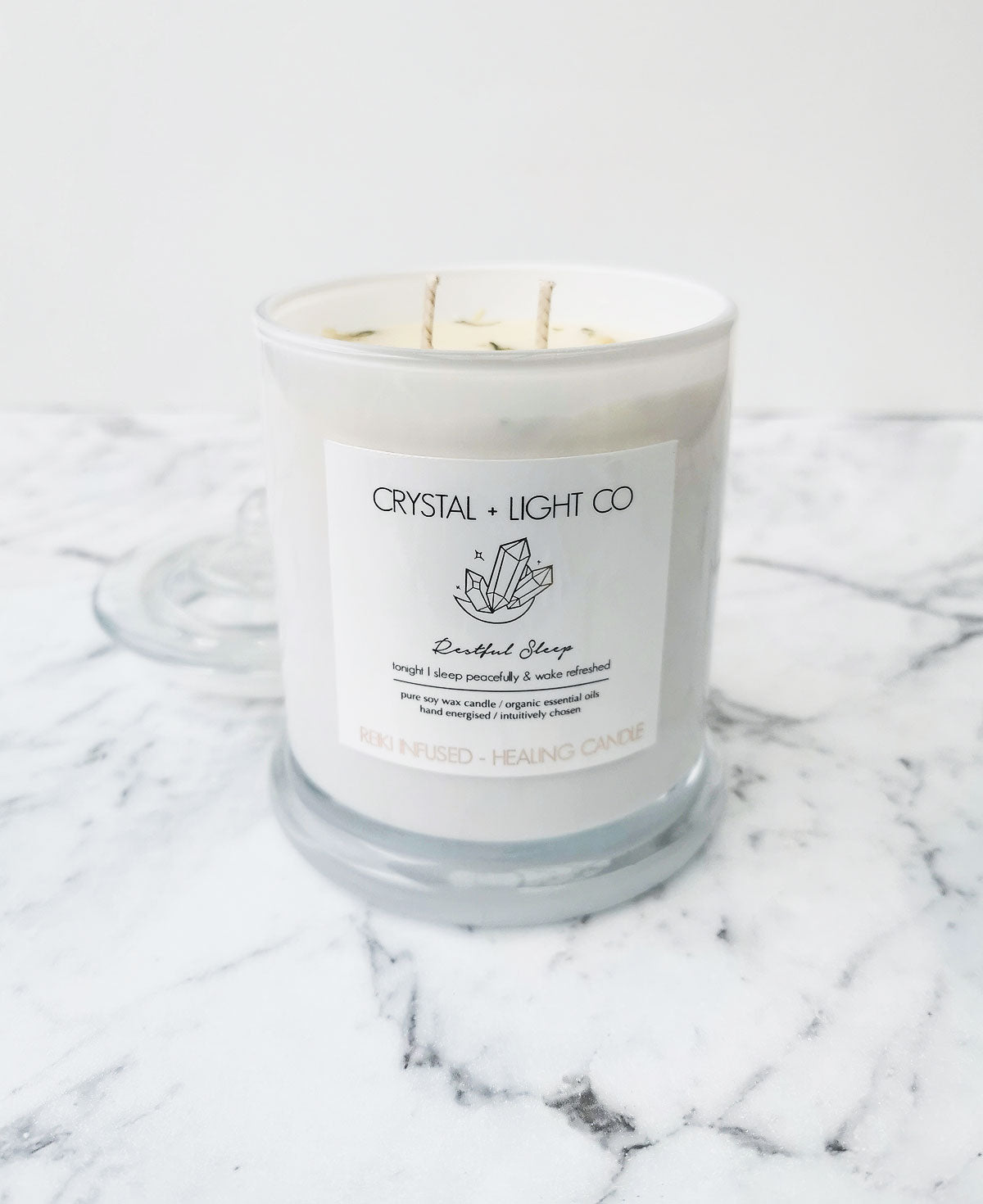 Restful Sleep - Wellbeing Healing candle Large - Crystal and Light Co