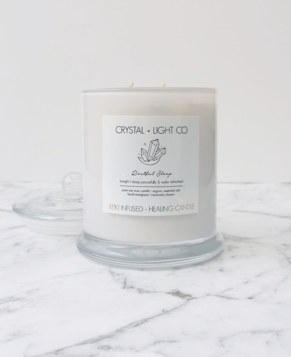 Restful Sleep - Wellbeing Healing candle Large - Crystal and Light Co