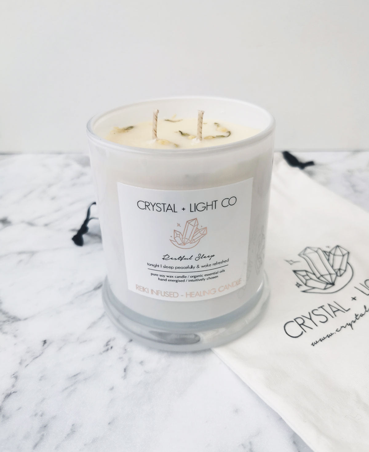 Restful Sleep - Wellbeing Healing candle Large - Crystal and Light Co