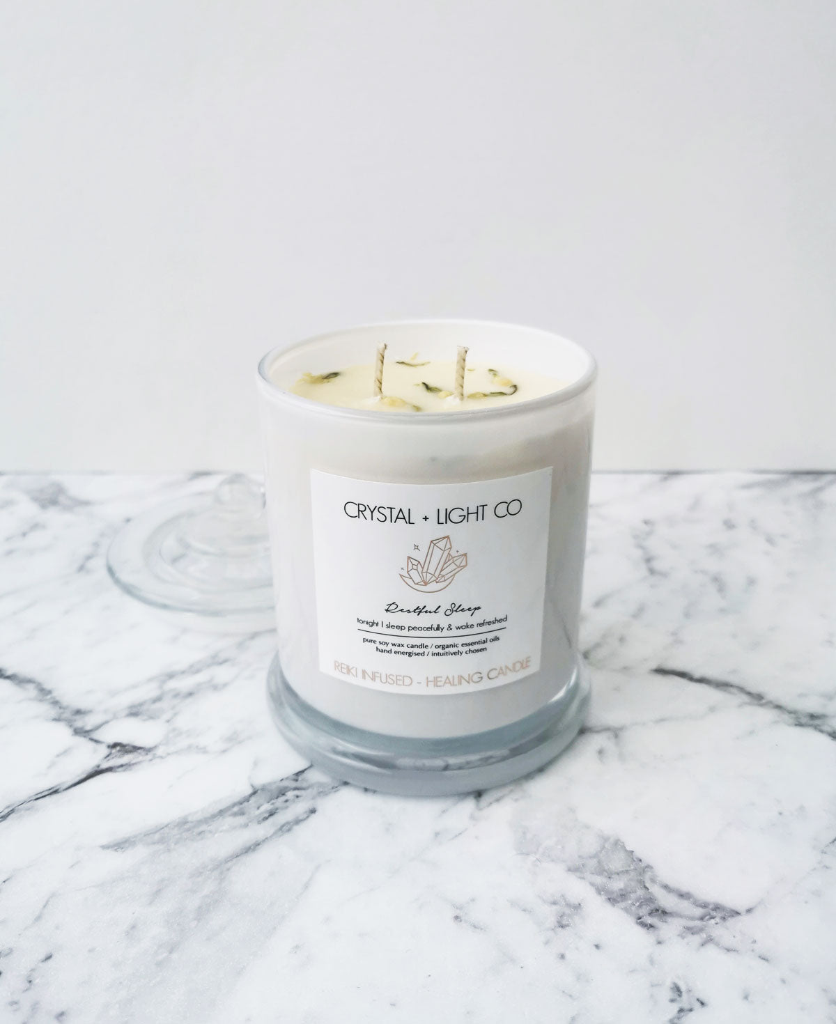 Restful Sleep - Wellbeing Healing candle Large - Crystal and Light Co