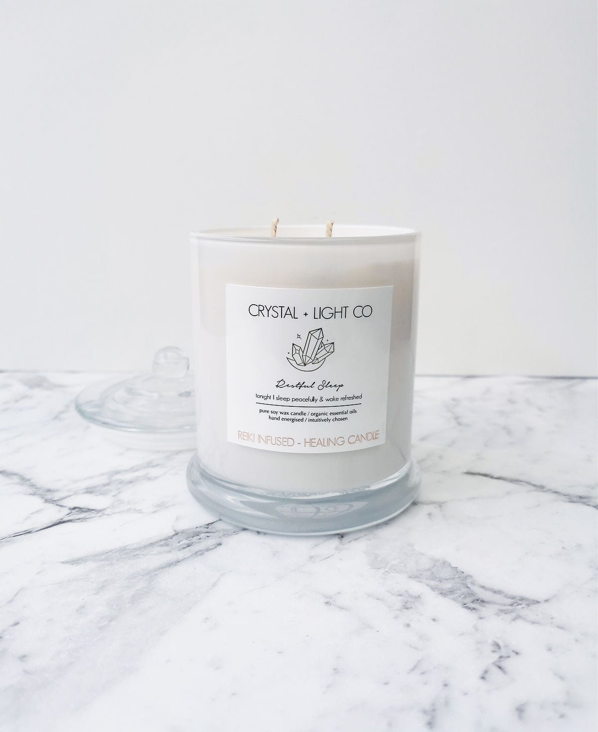 Restful Sleep - Wellbeing Healing candle Large - Crystal and Light Co