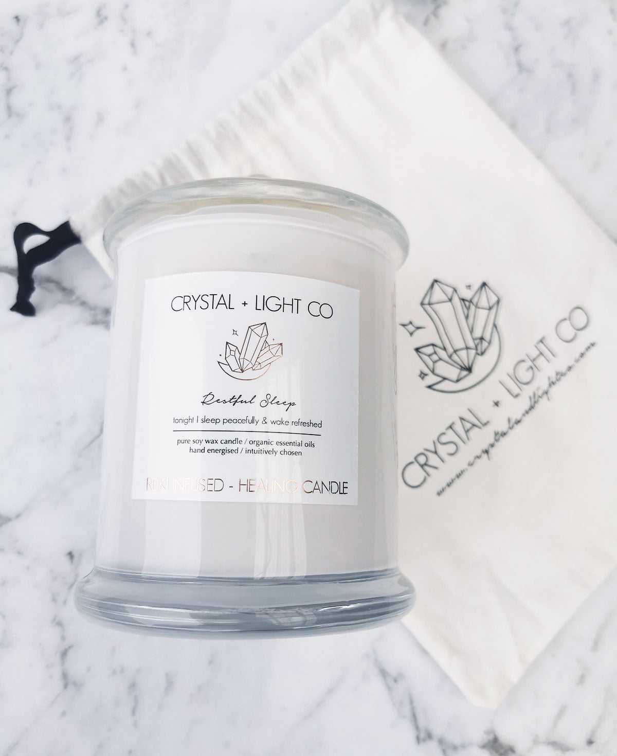 Restful Sleep - Wellbeing Healing candle Large - Crystal and Light Co