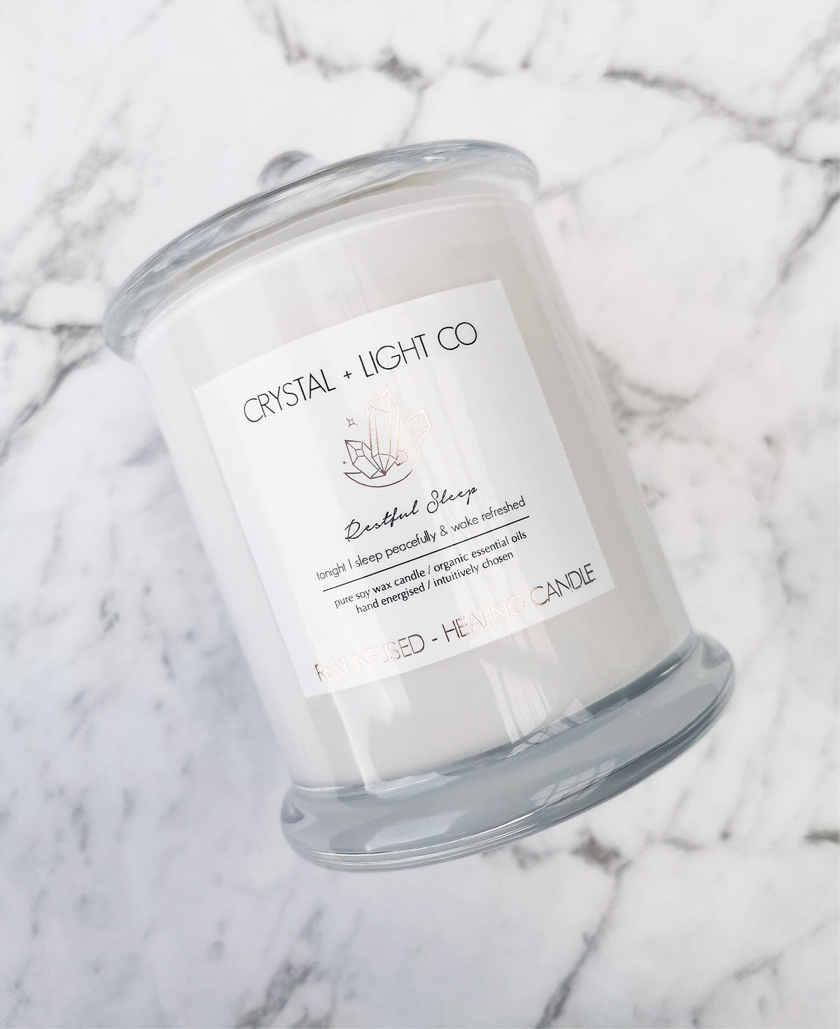 Restful Sleep - Wellbeing Healing candle Large - Crystal and Light Co