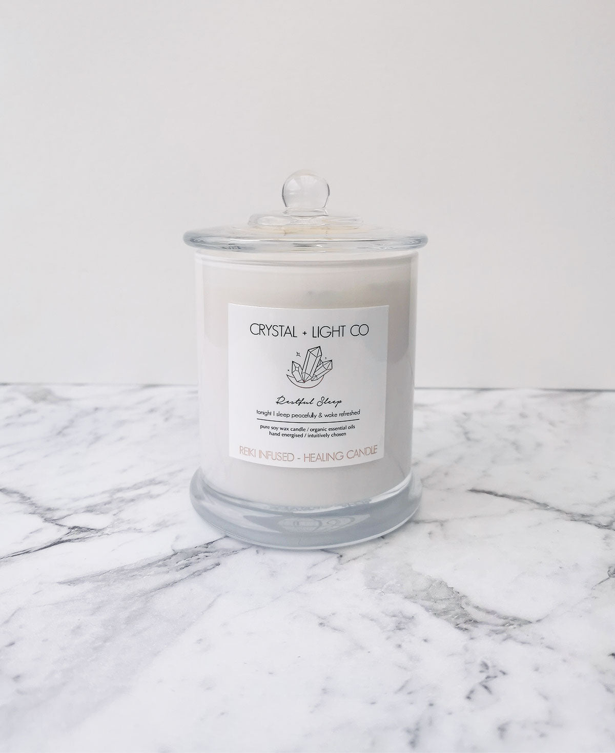 Restful Sleep - Wellbeing Healing candle Large - Crystal and Light Co