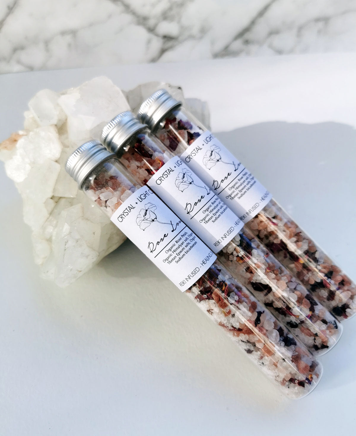 Rose Love- Test tube Organic Bath Salts - Crystal and Light Co